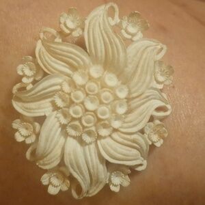 Intricate White Detaled Blossom Brooch